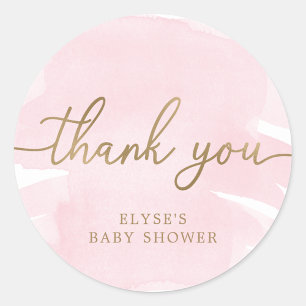 Rond Aquarelle rose Baby shower Or Favoriser Sticker
