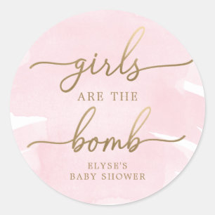 Rond Aquarelle rose or Bombe Bombe Favoriser Sticker