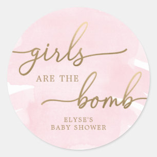 Rond Aquarelle rose or Bombe Bombe Favoriser Sticker