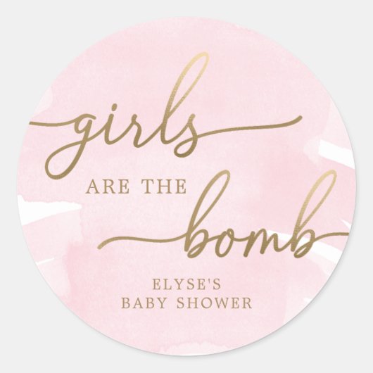 Rond Aquarelle rose or Bombe Bombe Favoriser Sticker (Devant)