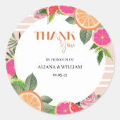 Rond Aquarelle Tropical Citrus Merci Favor Sticker (Devant)
