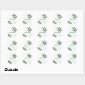 Rond Aquarelle Turquoise Floral Sticker de Noël (Feuille)