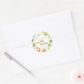 Rond Aquarelle Vert Dinosaure Orange Sticker Anniversai (Enveloppe)