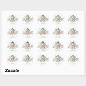 Rond Aquarelle Vert Floral Baby Tea Party Sticker (Feuille)