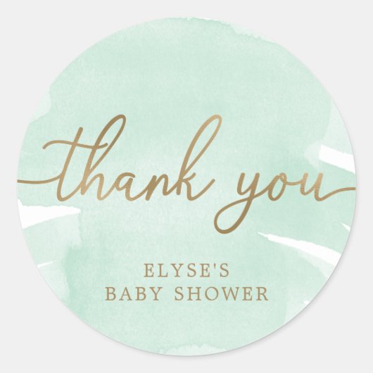 Rond Aquarelle verte Baby shower or Favoriser Sticker (Devant)