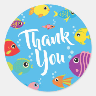 Rond Aquarium de poisson 1er Anniversaire Merci Sticker