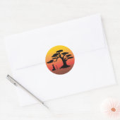 Rond Arbre bonsaï au coucher du soleil - Sticker (Enveloppe)