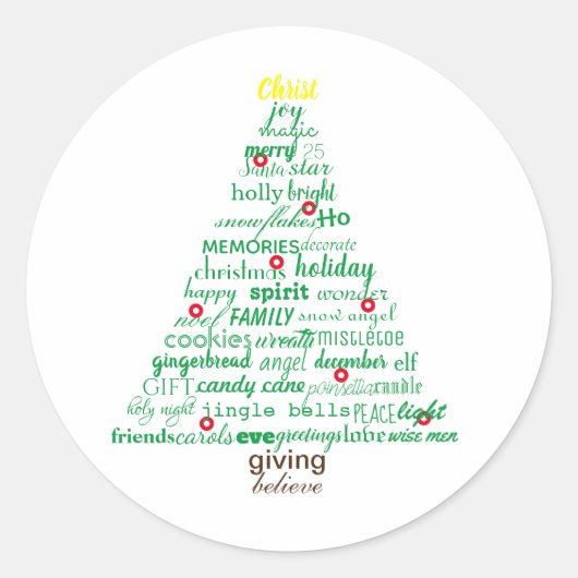 Rond Arbre de mots de Noël - Sticker en cercle (Devant)
