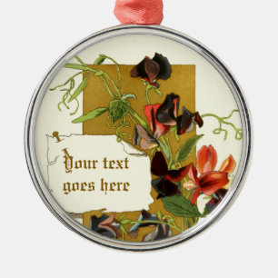 Rond Argenté Dessin vintage ornement de pois doux rouge