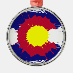 Rond Argenté Drapeau artistique Colorado peindre ornement