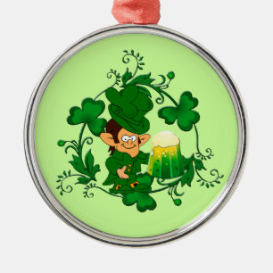 Rond Argenté Joyeux ornement Leprechaun