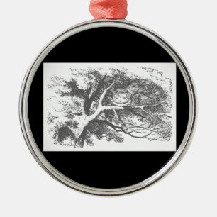 Rond Argenté Ornement Chat du Cheshire d'Alice au Pays des Merv