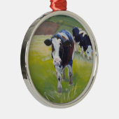 Rond Argenté Ornement d'arbre de Noël d'animal de ferme de (Droite)