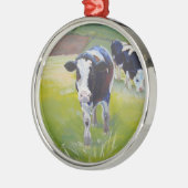Rond Argenté Ornement d'arbre de Noël d'animal de ferme de (Gauche)