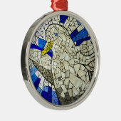 Rond Argenté Ornement d'arbre de Noël de la colombe blanche (Droite)