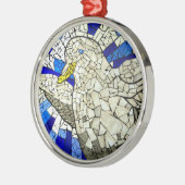 Rond Argenté Ornement d'arbre de Noël de la colombe blanche (Gauche)