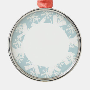 Rond Argenté Ornement de cadre de tableau de flocon de neige