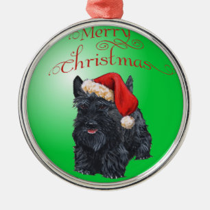 Rond Argenté Ornement de chien Scottie