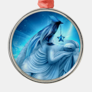 Rond Argenté Ornement de Phoenix de corneille