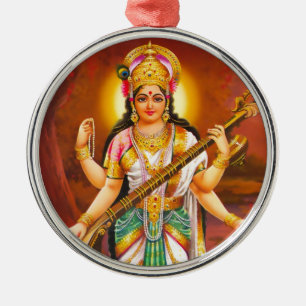 Rond Argenté Ornement de Saraswati - version 2