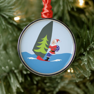 Rond Argenté Ornement Père Noël Windsurf