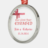 Rond Argenté Ornement rouge de fiançailles d'arc (Gauche)