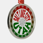 Rond Argenté Ornement vert rouge de flocon de neige de Salt (Droite)