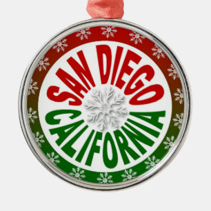 Rond Argenté Ornement vert rouge de San Diego la Californie