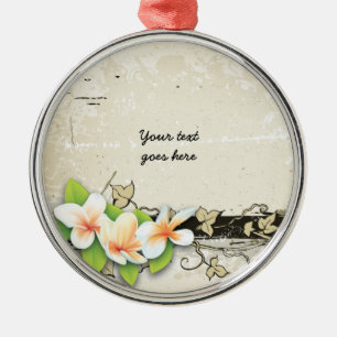 Rond Argenté Plumeria vintage et grunge de lierre ornement pers