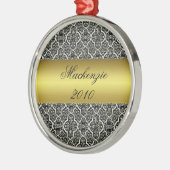 Rond Argenté Simplement Classique Vacances Damas Ornement (Gauche)