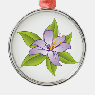 Rond Argenté Stargazer lilas violet lily ornement personnalisé