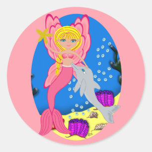 Rond Ariel le Merfaery rose et Sticker Dauphin