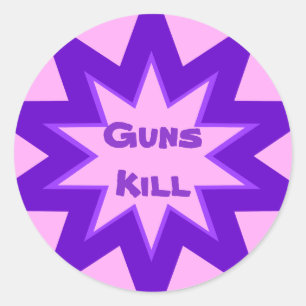 Rond Armes à feu tuent Sticker rose et violet
