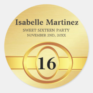 Rond Art Déco Gold Personnalisé Sweet 16 Sticker