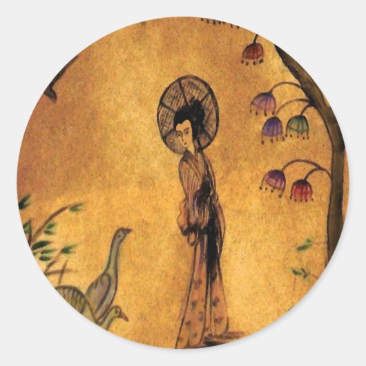 Rond Asiatique fille ~ Sticker Japonais Chinois Gold Lo (Devant)