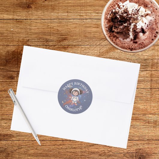 Rond Astronaut Space Birthday Sticker