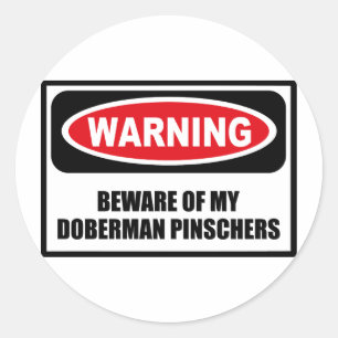 Rond ATTENTION À MON Sticker DOBERMAN PINSCHERS