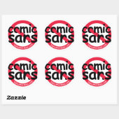 Rond Aucune feuille Comic Sans Sticker (Feuille)