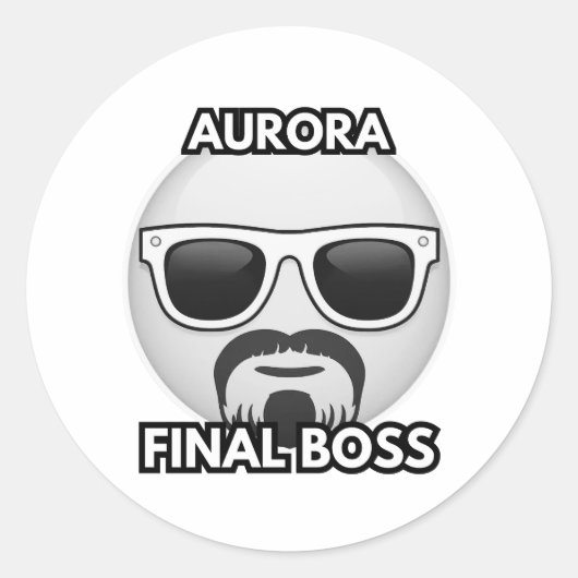 Rond Aurora Final Boss Cool Emoji Sticker (Devant)