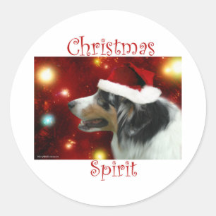 Rond Australian Shepherd Christmas Spirit - Sticker