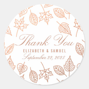 Rond Automne Feuille Cuivre Merci Favoriser Sticker
