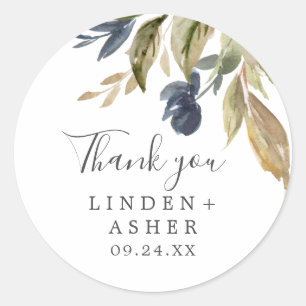 Rond Automne Verdure Merci Mariage Favor Sticker