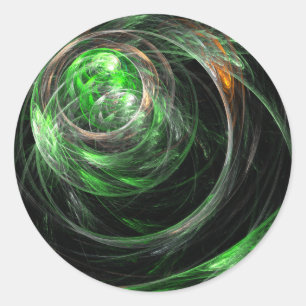 Rond Autour du monde Vert Abstrait Art Sticker ronde