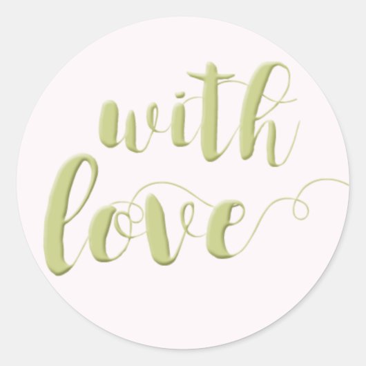 Rond Avec Amour, Sage Script Typographie Sticker Round (Devant)