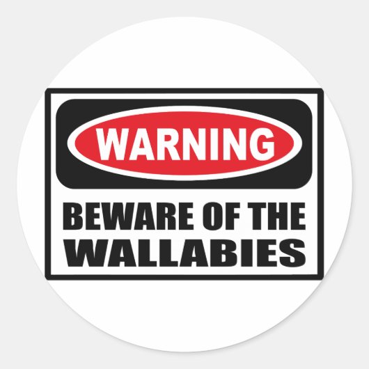 Rond Avertissement ATTENTION DU Sticker WALLABIES (Devant)