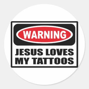 Rond Avertissement JESUS AIME MON Sticker TATTOOS