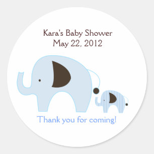 Rond Baby shower bleu Dottie Elephant Favoriser Sticker