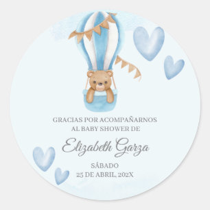 Rond Baby shower bleu Dusty merci sticker pour garçon