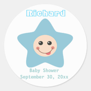 Rond Baby shower Boy Sticker Invitation