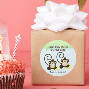Rond Baby shower de singe jumeau Favoriser Sticker